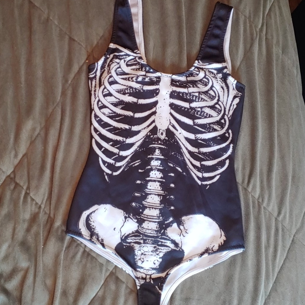 Skeleton one piece swimsuit